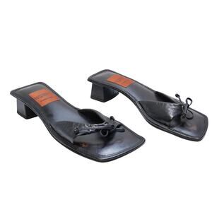 Goffredo Fantini Black Italy Leather Slide Sandals Woman's Size 35.5 US 5.5